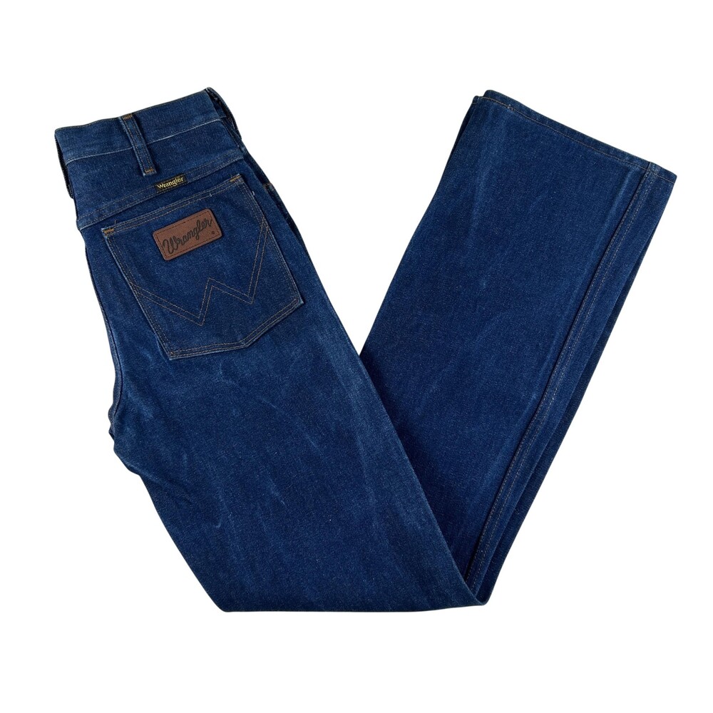 Vintage Wrangler Jeans Mens 27x32 Dark Wash Denim Scovill Zipper USA 80s 82611NV